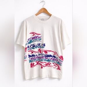 Vintage 1993 Gilda Marx Graphic Tee One Size Colorful Floral Abstract Shirt